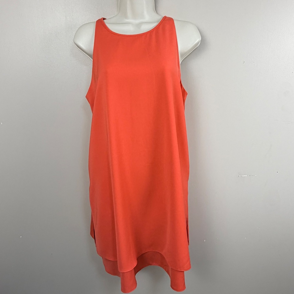 Lila Rose Shift Dress Womens 8 Coral Orange Layered High Low Sleeveless